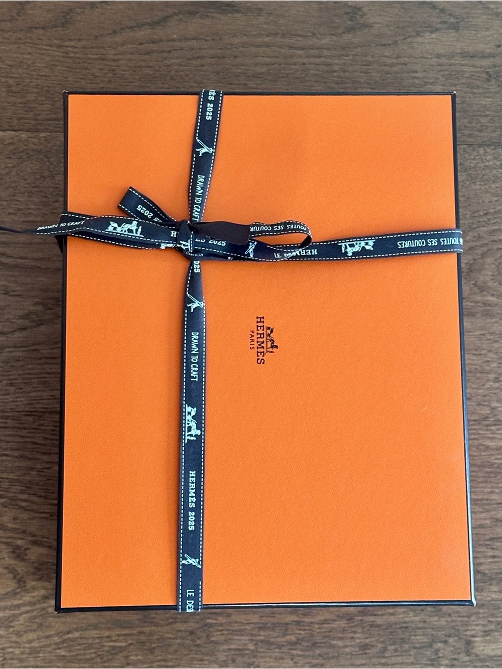 Hermes Orange Picotin Gift Box with Hermes brown Ribbon